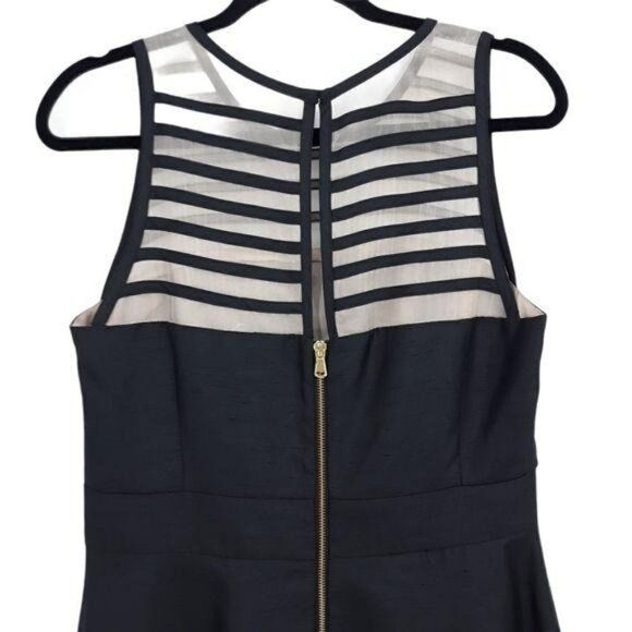 Taylor Silk & Shantung Dress Retro 60's Nautical Illusion Fit & Flare Sz 10 - Picture 7 of 10